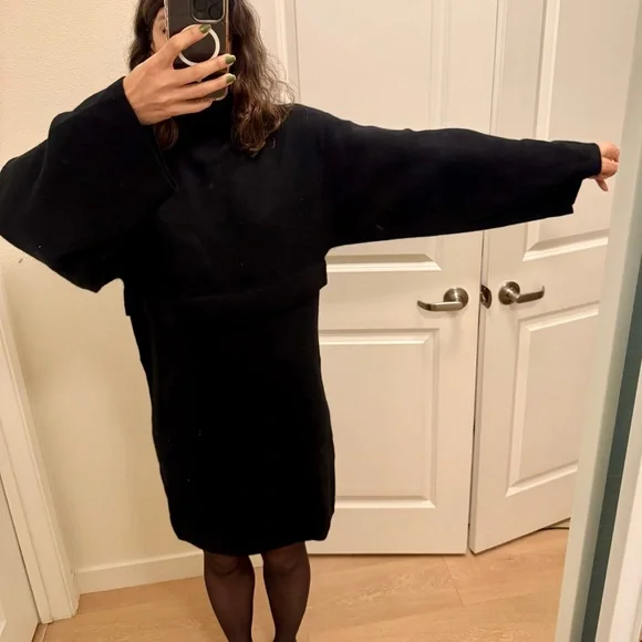 The KOOPLES Black Sweater Dress Cashmere Blend High Neck Turtleneck NWT - Picture 3 of 5